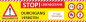 Preview: Forstbanner mit Text Stop Waldarbeiten Gelb mit Verbotssymbolen und Wunschtext
